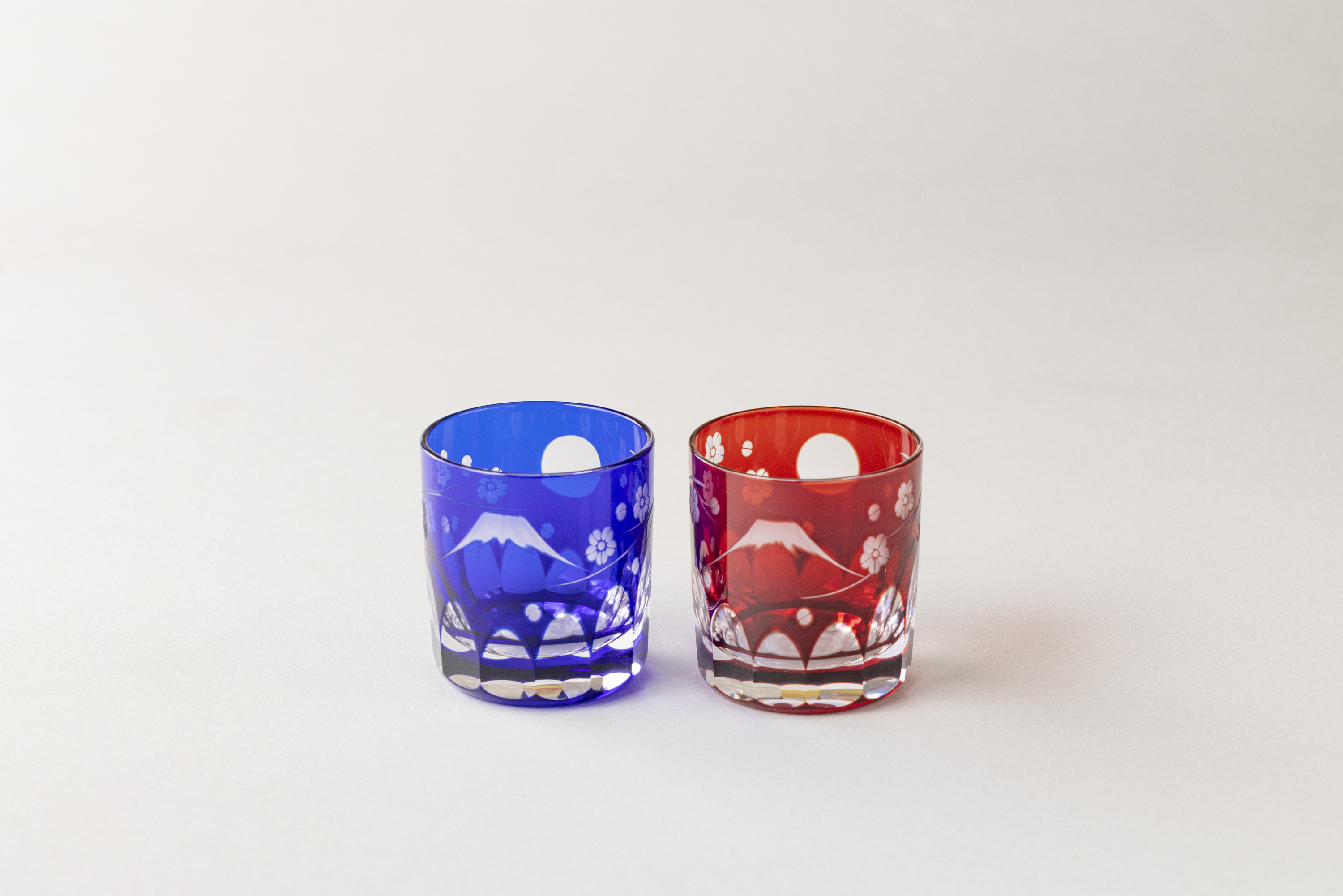 Edokiriko Glass/富士桜文様 ぐい呑